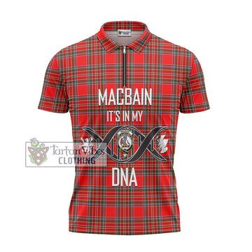 MacBain Tartan Zipper Polo Shirt with Family Crest DNA In Me Style