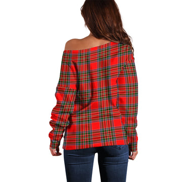 MacBain Tartan Off Shoulder Women Sweater with Family Crest