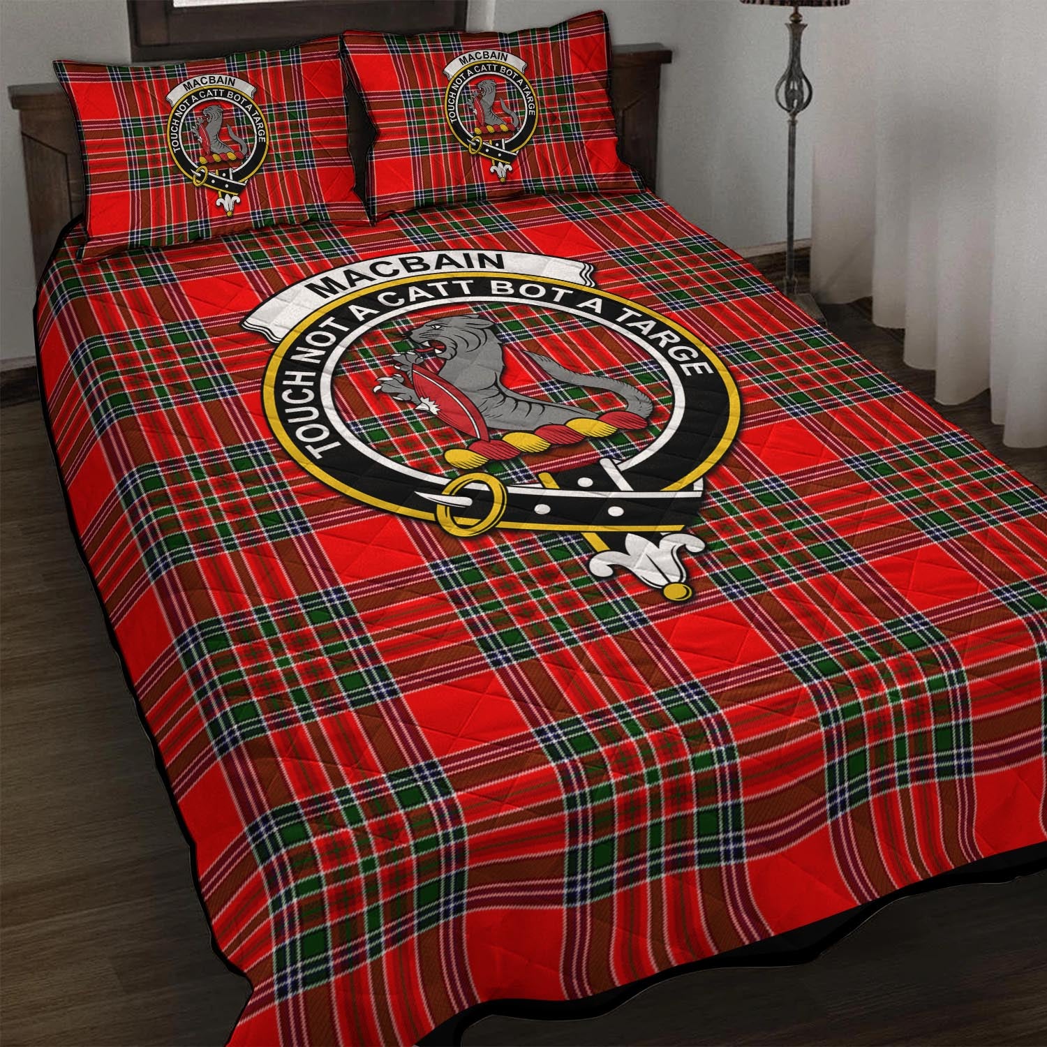 MacBain Tartan Quilt Bed Set with Family Crest - Tartan Vibes Clothing