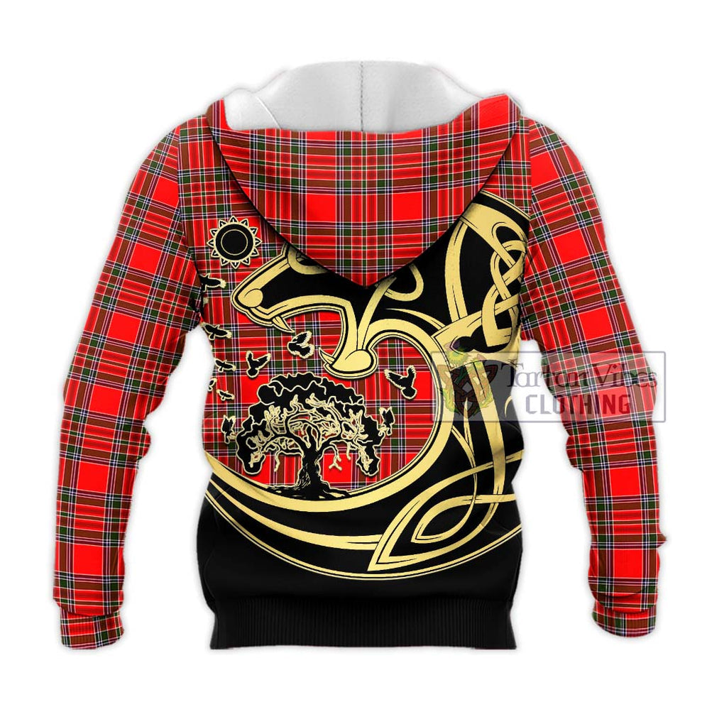 MacBain Tartan Knitted Hoodie with Family Crest Celtic Wolf Style - Tartan Vibes Clothing