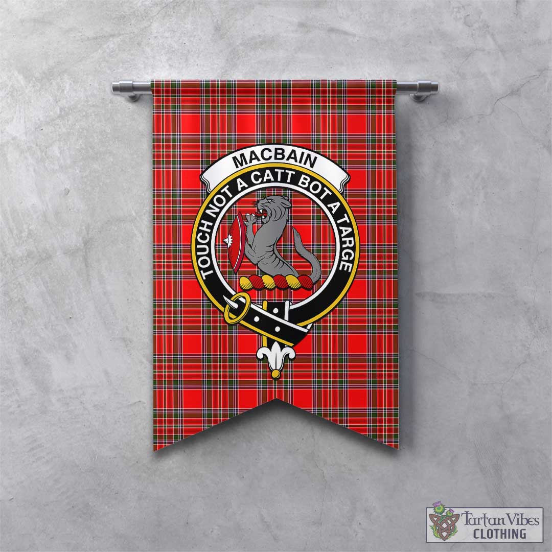 Tartan Vibes Clothing MacBain Tartan Gonfalon, Tartan Banner with Family Crest