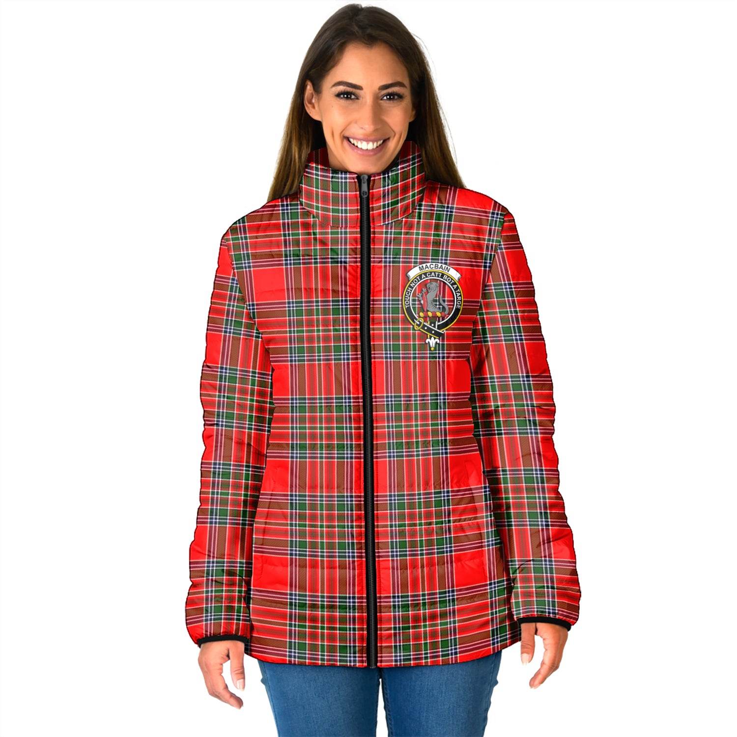 MacBain Tartan Padded Jacket with Family Crest - Tartan Vibes Clothing