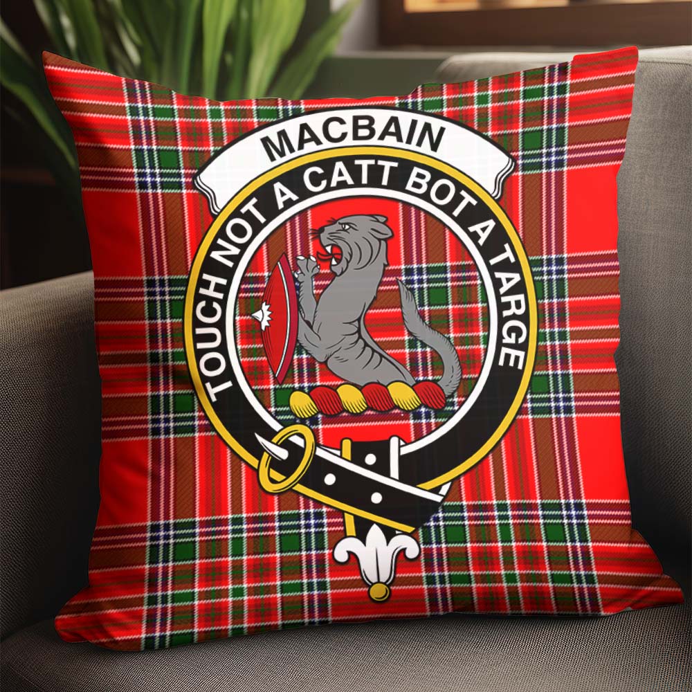 MacBain Tartan Pillow Cover with Family Crest - Tartanvibesclothing