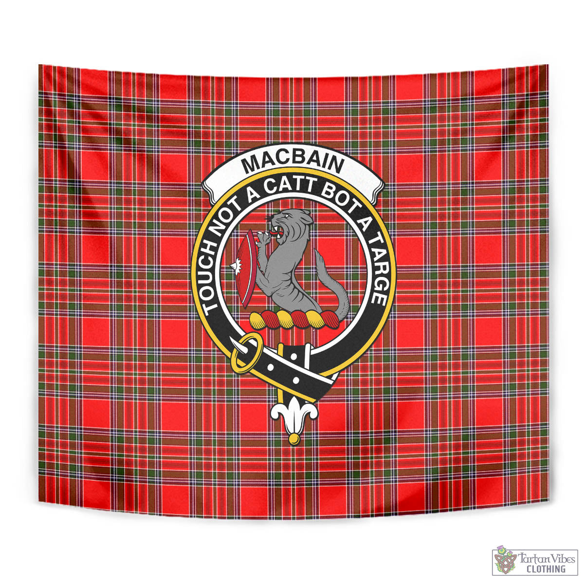 Tartan Vibes Clothing MacBain Tartan Tapestry Wall Hanging and Home Decor for Room with Family Crest