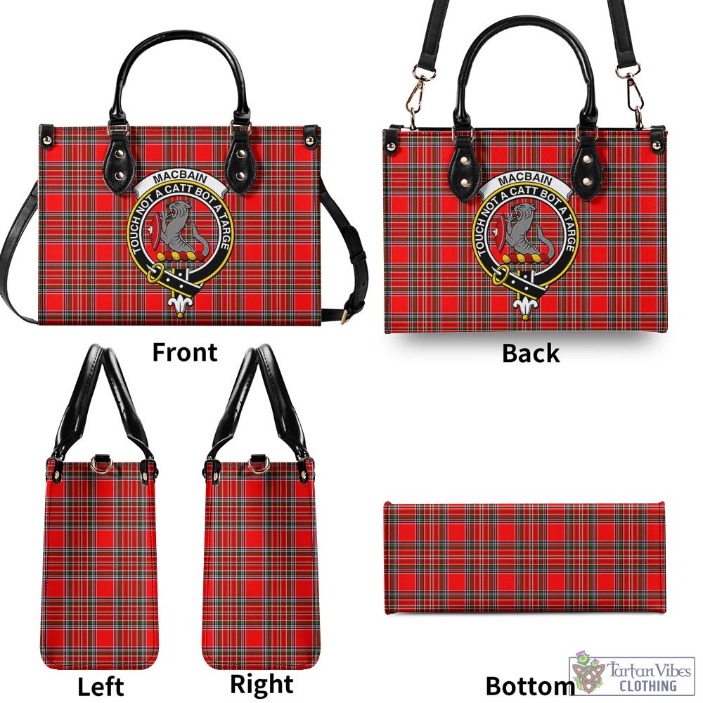 Tartan Vibes Clothing MacBain Tartan Luxury Leather Handbags with Family Crest