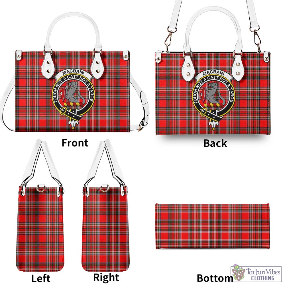 Tartan Vibes Clothing MacBain Tartan Luxury Leather Handbags with Family Crest