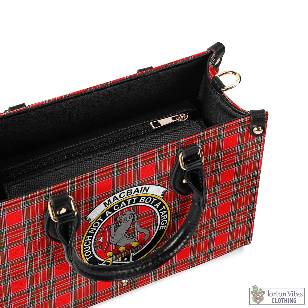 Tartan Vibes Clothing MacBain Tartan Luxury Leather Handbags with Family Crest