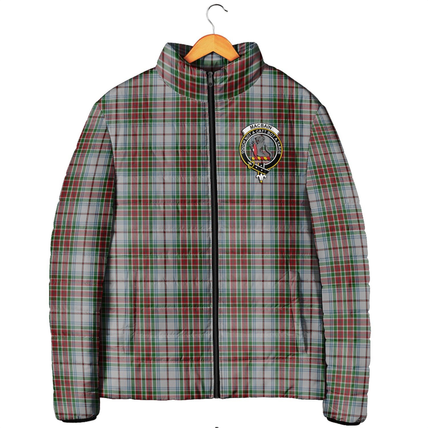 MacBain Dress Tartan Padded Jacket with Family Crest Men's Padded Jacket - Tartan Vibes Clothing