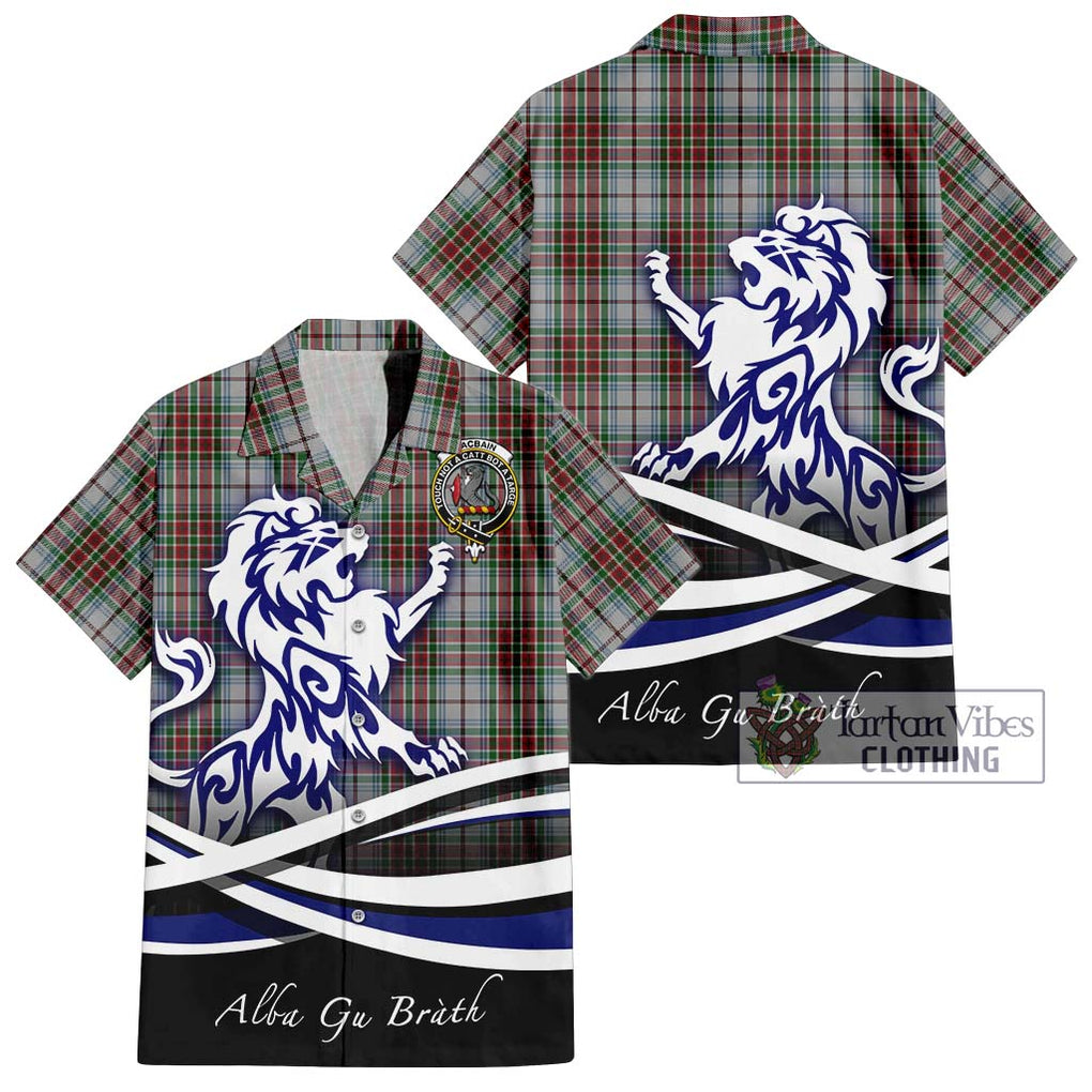 MacBain Dress Tartan Short Sleeve Button Shirt with Alba Gu Brath Regal Lion Emblem Kid - Tartanvibesclothing Shop