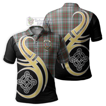 MacBain Dress Tartan Polo Shirt with Family Crest and Celtic Symbol Style