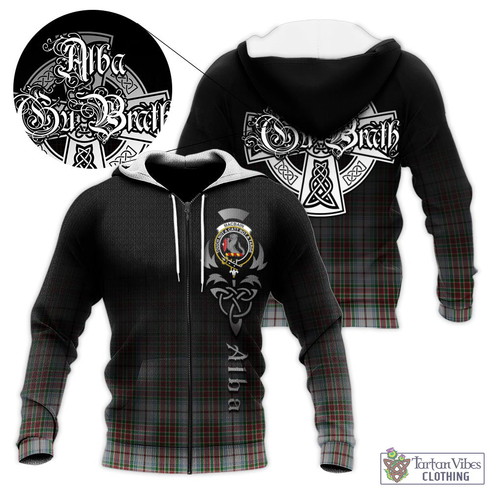 Tartan Vibes Clothing MacBain Dress Tartan Knitted Hoodie Featuring Alba Gu Brath Family Crest Celtic Inspired