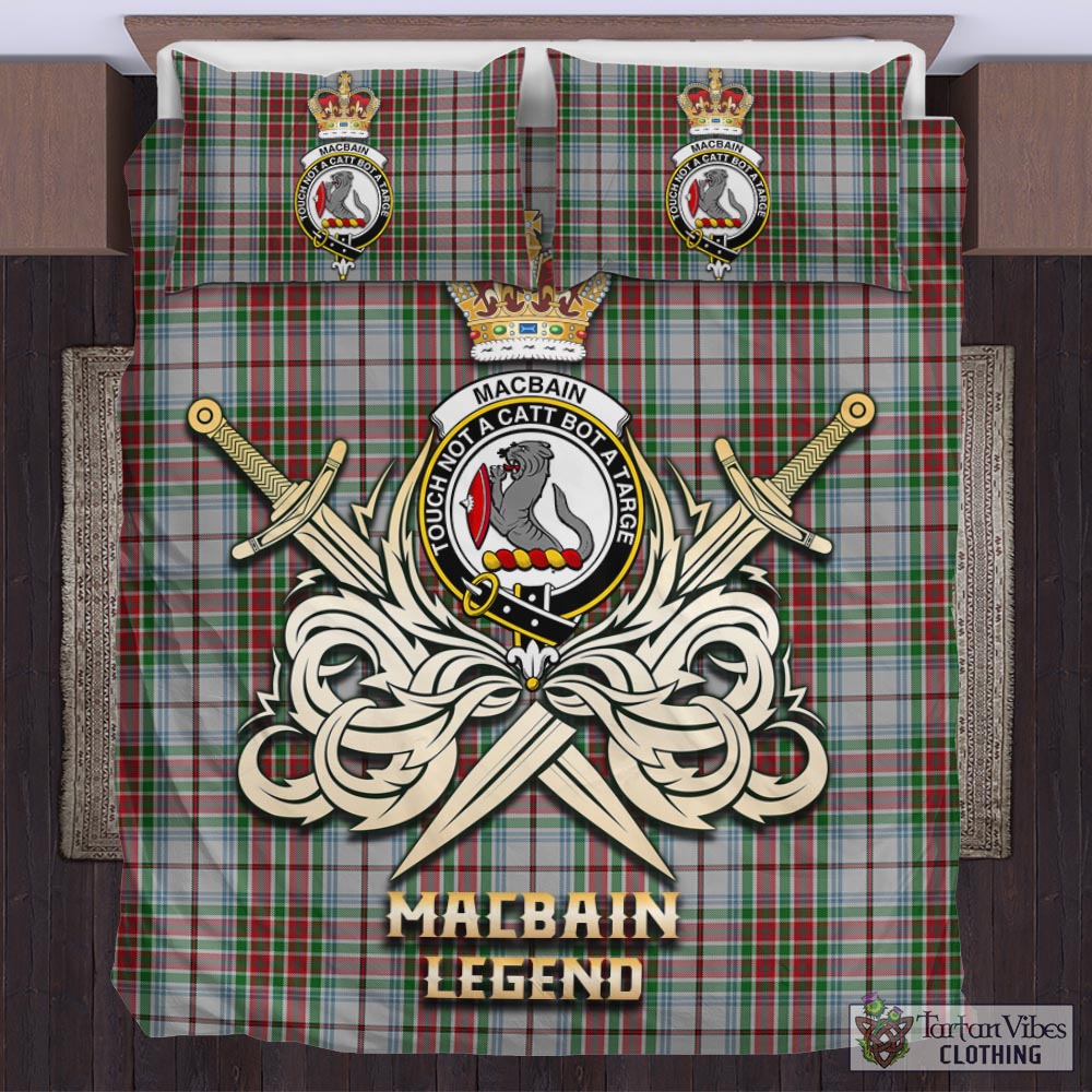 Tartan Vibes Clothing MacBain Dress Tartan Bedding Set with Clan Crest and the Golden Sword of Courageous Legacy