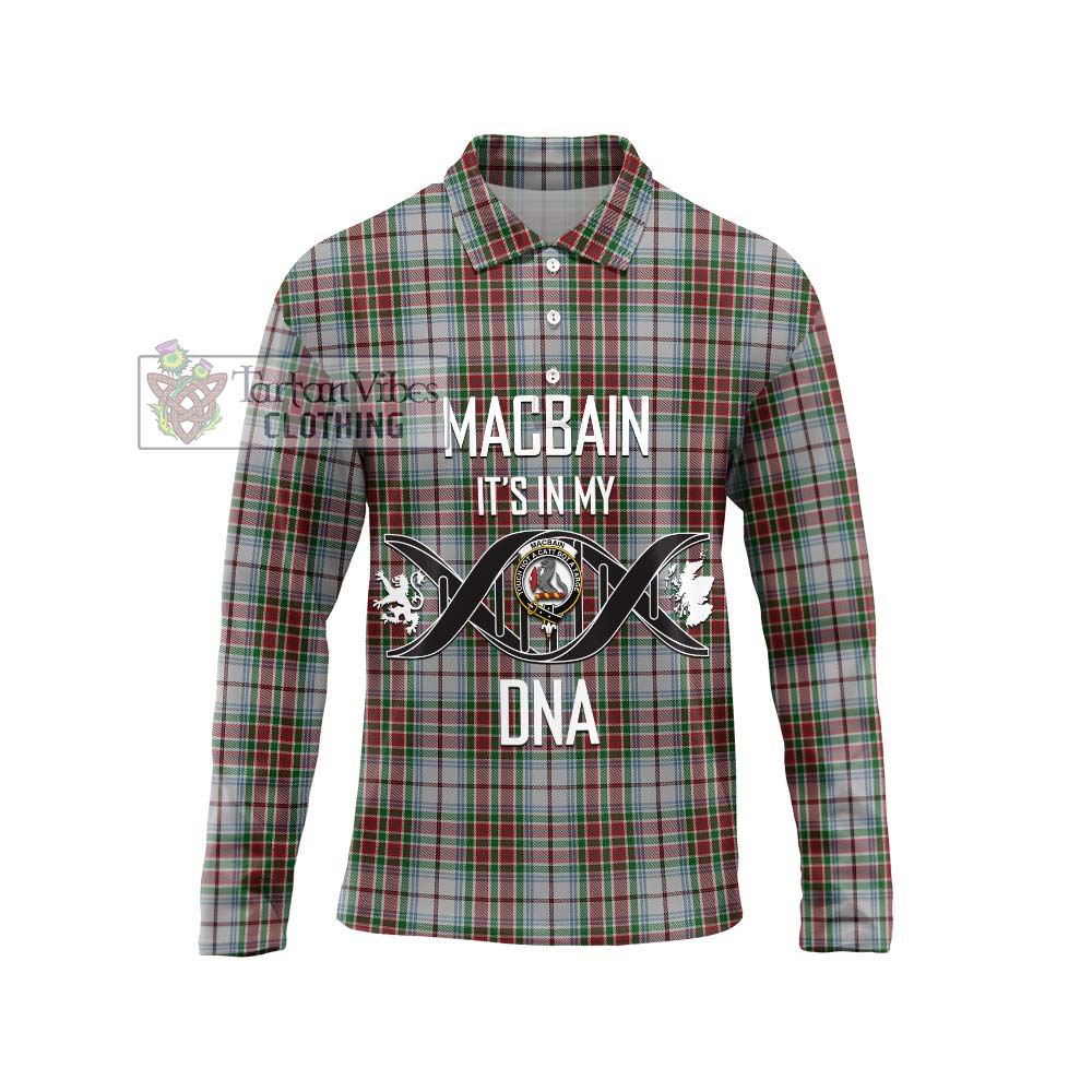 MacBain Dress Tartan Long Sleeve Polo Shirt with Family Crest DNA In Me Style Unisex - Tartanvibesclothing Shop