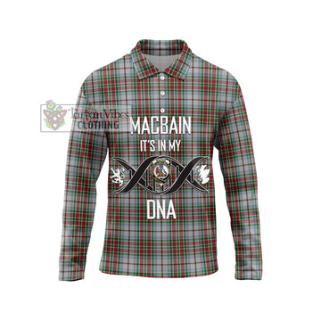 MacBain Dress Tartan Long Sleeve Polo Shirt with Family Crest DNA In Me Style