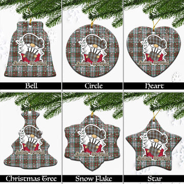 MacBain Dress Tartan Christmas Ornaments with Scottish Gnome Playing Bagpipes