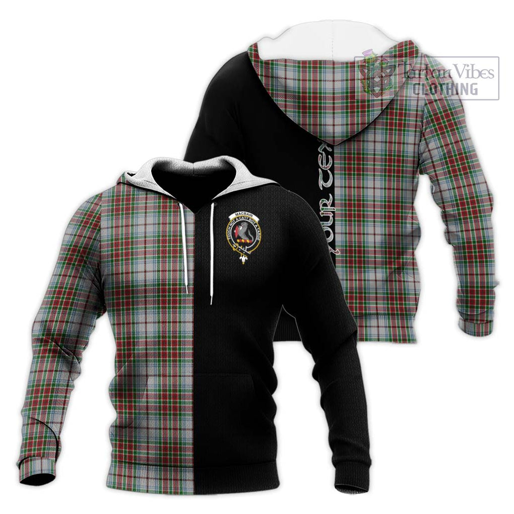 MacBain Dress Tartan Knitted Hoodie with Family Crest and Half Of Me Style Unisex Knitted Pullover Hoodie - Tartanvibesclothing Shop