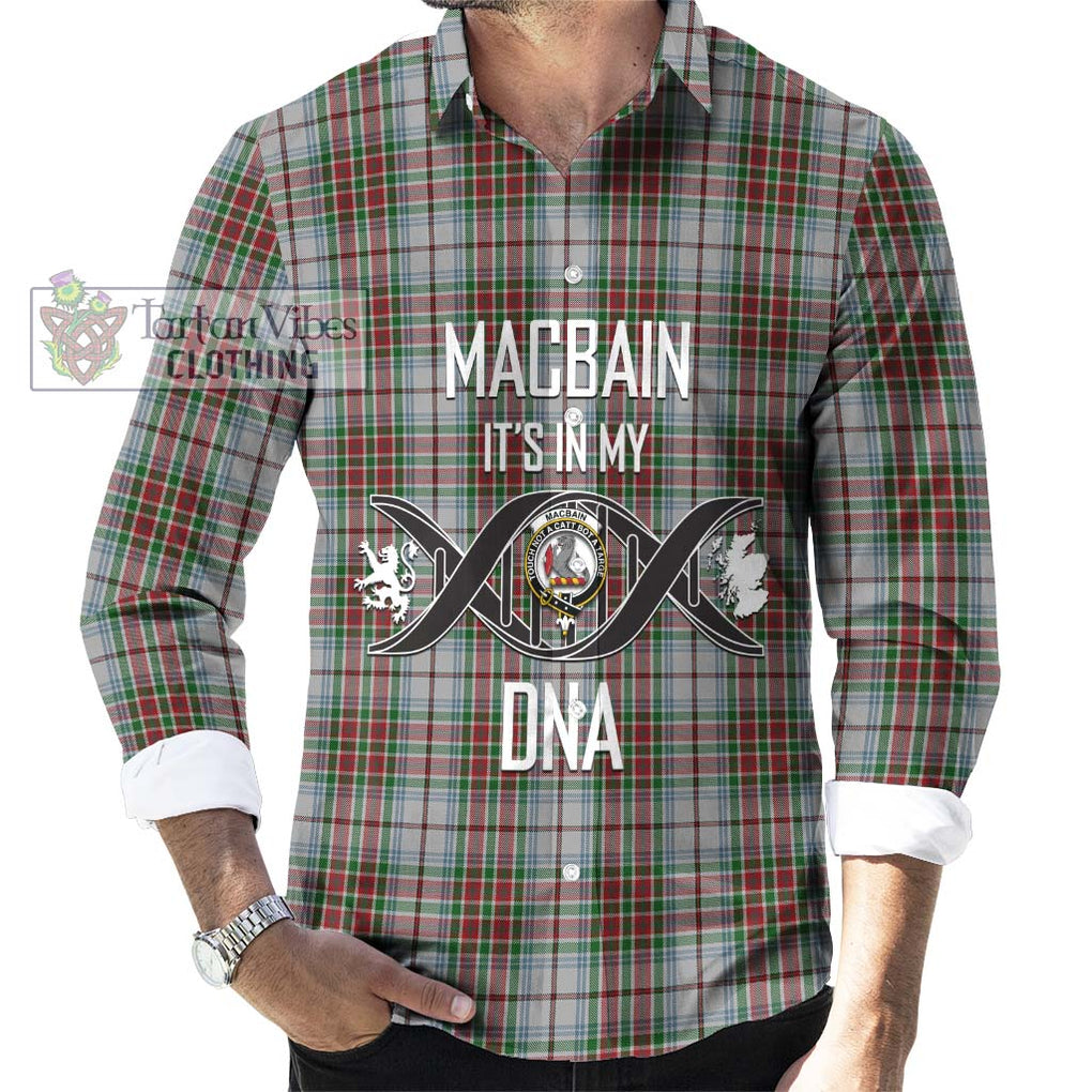 MacBain Dress Tartan Long Sleeve Button Shirt with Family Crest DNA In Me Style Men's Shirt S - Tartanvibesclothing Shop