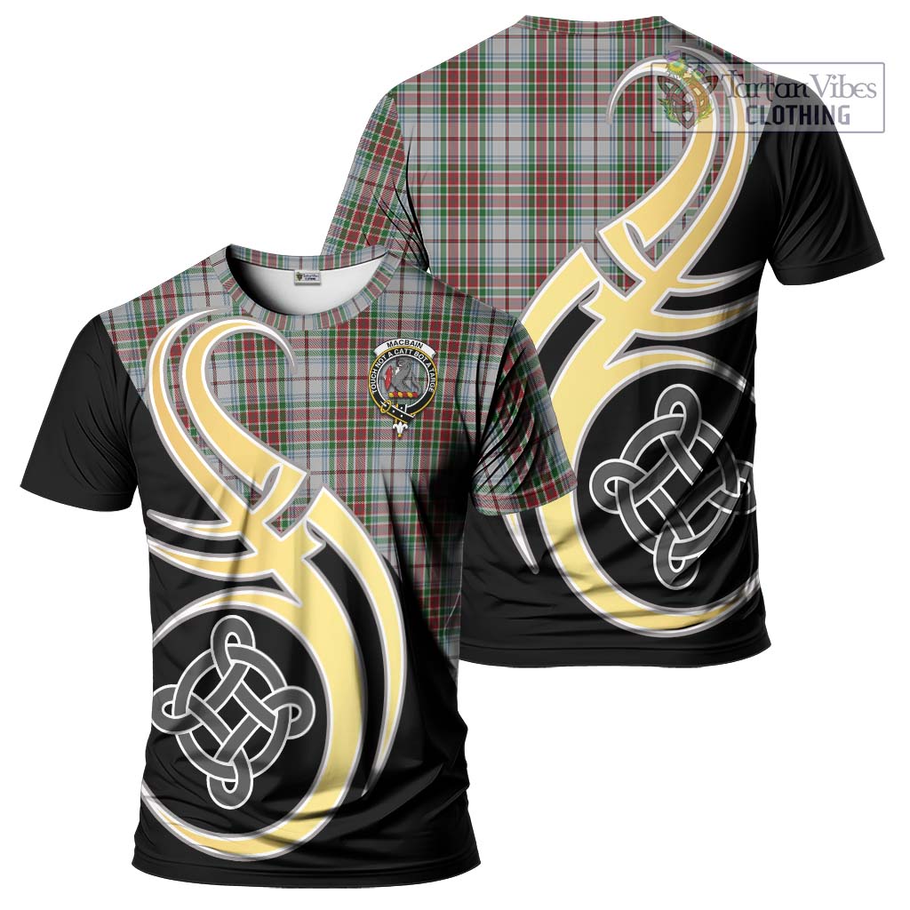 Tartan Vibes Clothing MacBain Dress Tartan T-Shirt with Family Crest and Celtic Symbol Style