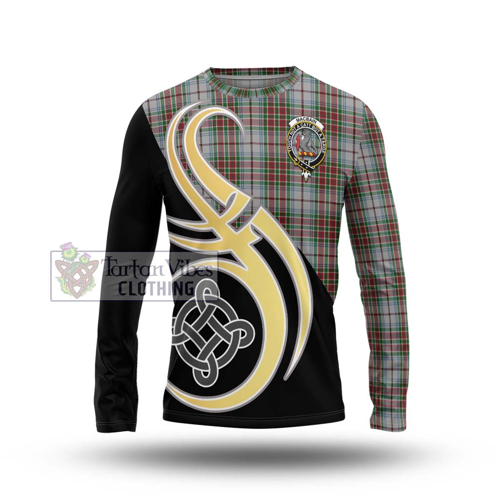 MacBain Dress Tartan Long Sleeve T-Shirt with Family Crest and Celtic Symbol Style Unisex - Tartan Vibes Clothing