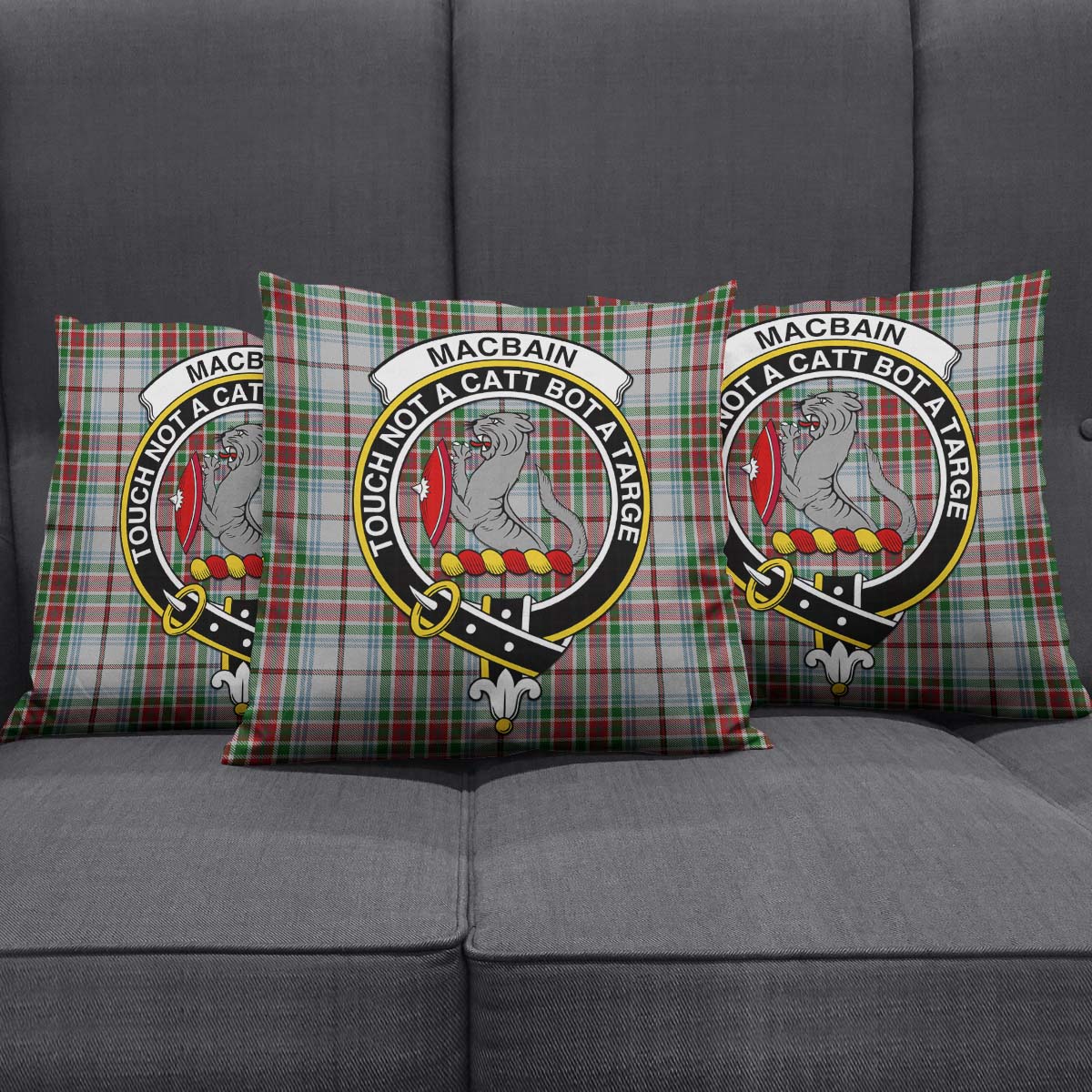 MacBain Dress Tartan Pillow Cover with Family Crest Square Pillow Cover - Tartanvibesclothing