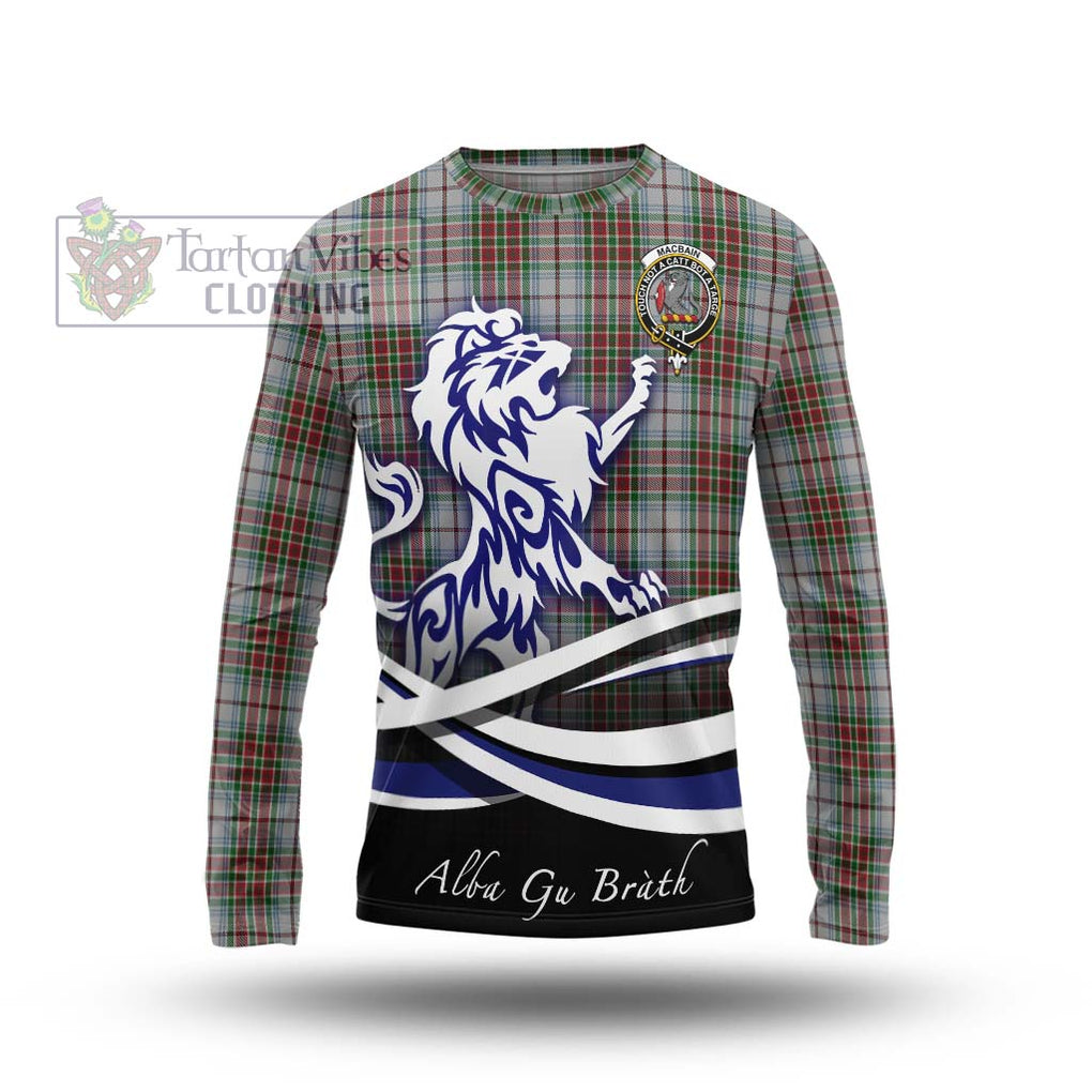 MacBain Dress Tartan Long Sleeve T-Shirt with Alba Gu Brath Regal Lion Emblem Unisex - Tartanvibesclothing Shop