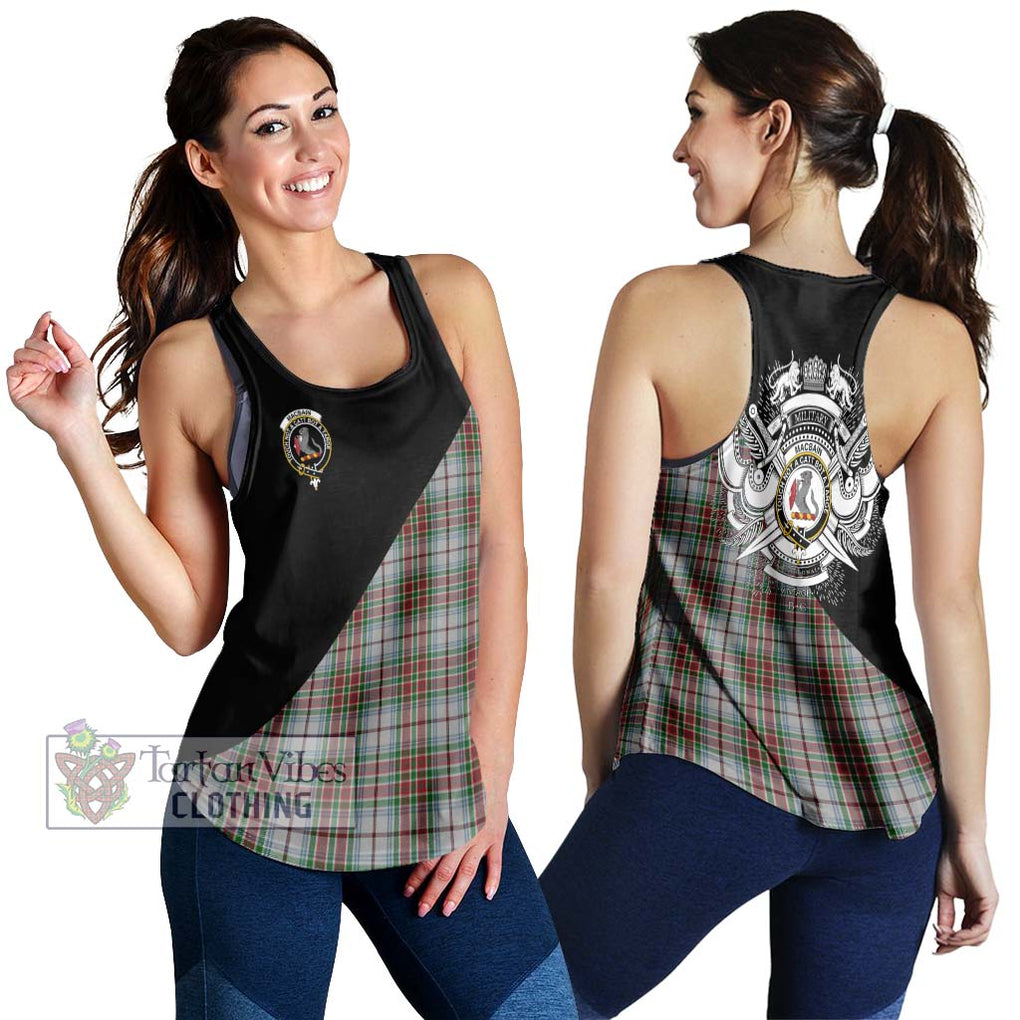 MacBain Dress Tartan Women's Racerback Tanks with Family Crest and Military Logo Style 4XL - Tartanvibesclothing Shop