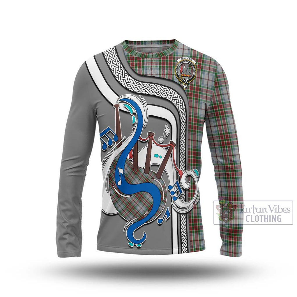 Tartan Vibes Clothing MacBain Dress Tartan Long Sleeve T-Shirt with Epic Bagpipe Style