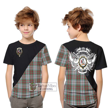 MacBain Dress Tartan Kid T-Shirt with Family Crest and Military Logo Style