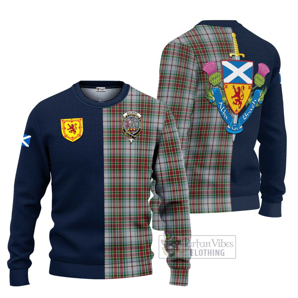 Tartan Vibes Clothing MacBain Dress Tartan Knitted Sweater with Scottish Lion Royal Arm Half Style