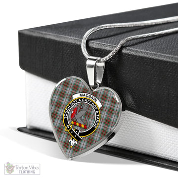 MacBain Dress Tartan Heart Necklace with Family Crest