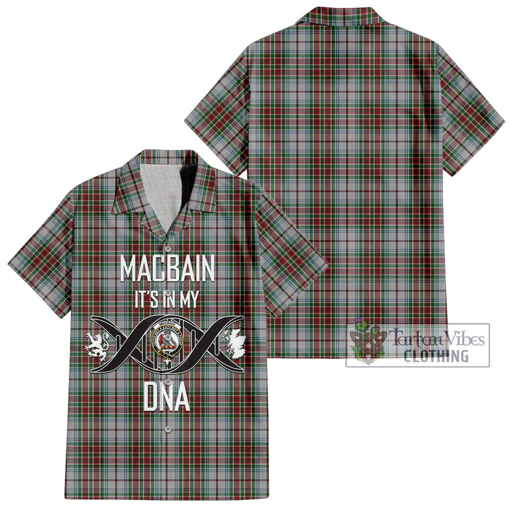 MacBain Dress Tartan Short Sleeve Button Shirt with Family Crest DNA In Me Style Kid - Tartanvibesclothing Shop