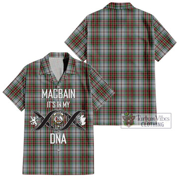 MacBain Dress Tartan Short Sleeve Button Shirt with Family Crest DNA In Me Style