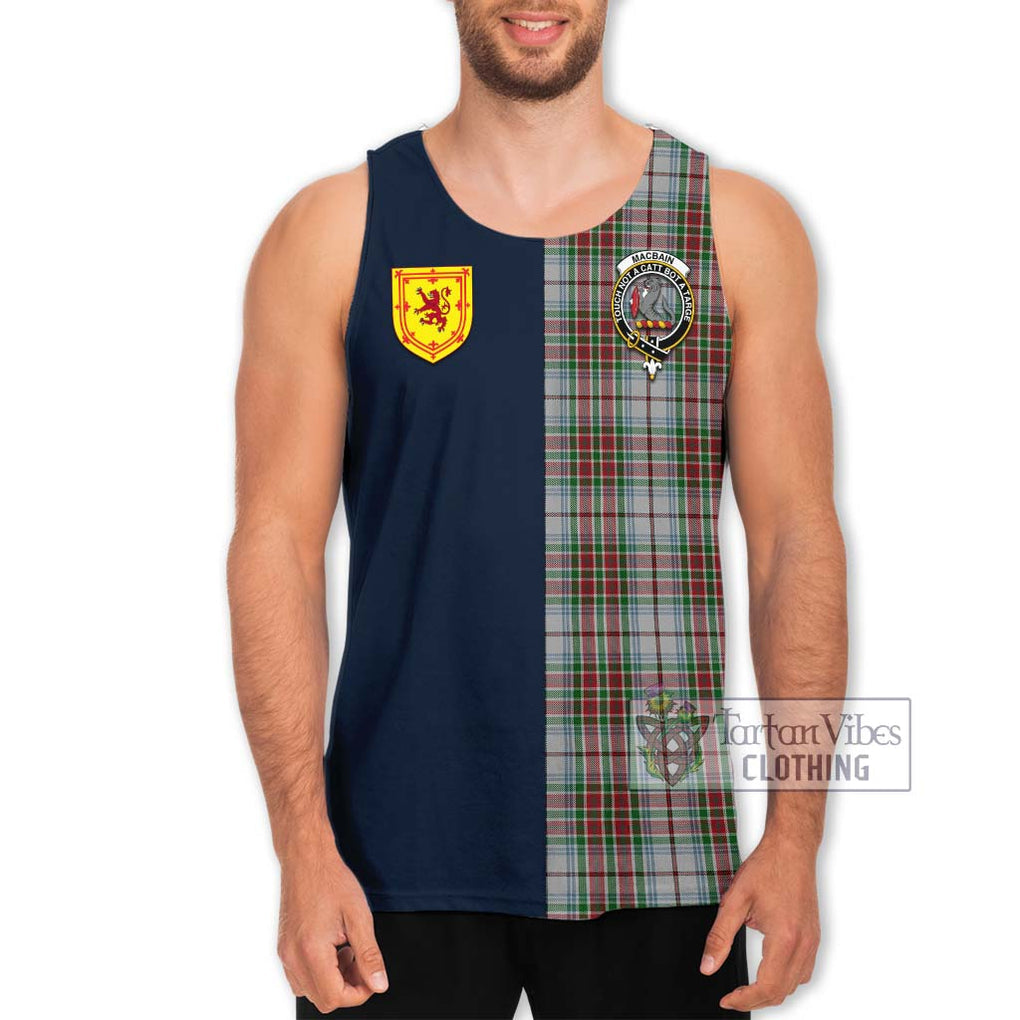 Tartan Vibes Clothing MacBain Dress Tartan Men's Tank Top with Scottish Lion Royal Arm Half Style