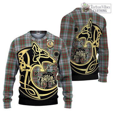 MacBain Dress Tartan Ugly Sweater with Family Crest Celtic Wolf Style