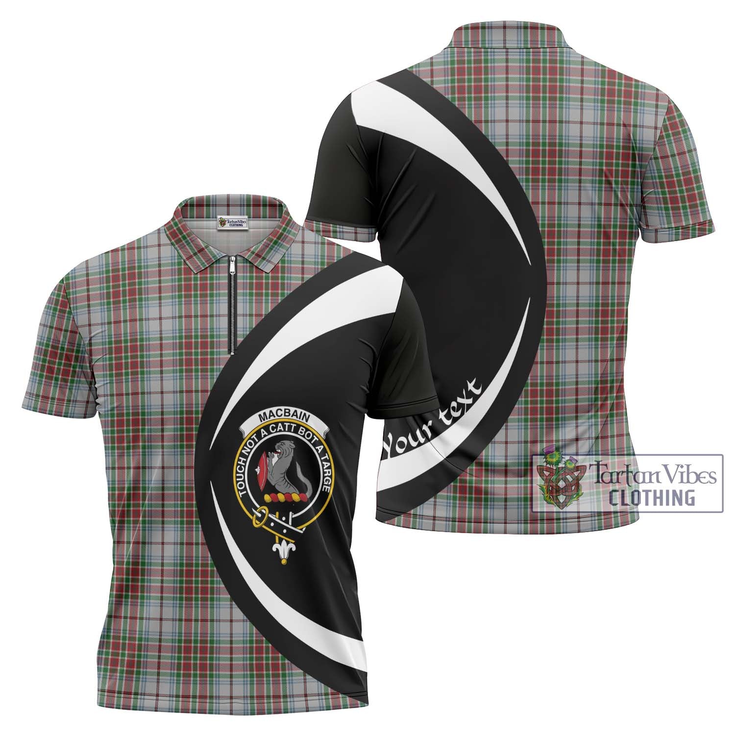 Tartan Vibes Clothing MacBain Dress Tartan Zipper Polo Shirt with Family Crest Circle Style