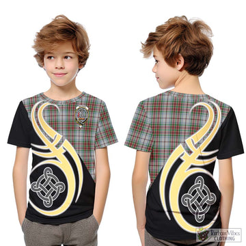 MacBain Dress Tartan Kid T-Shirt with Family Crest and Celtic Symbol Style