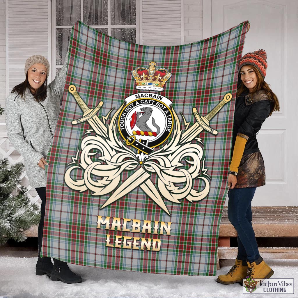 Tartan Vibes Clothing MacBain Dress Tartan Blanket with Clan Crest and the Golden Sword of Courageous Legacy