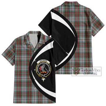 MacBain Dress Tartan Short Sleeve Button Up with Family Crest Circle Style