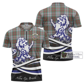 MacBain Dress Tartan Zipper Polo Shirt with Alba Gu Brath Regal Lion Emblem