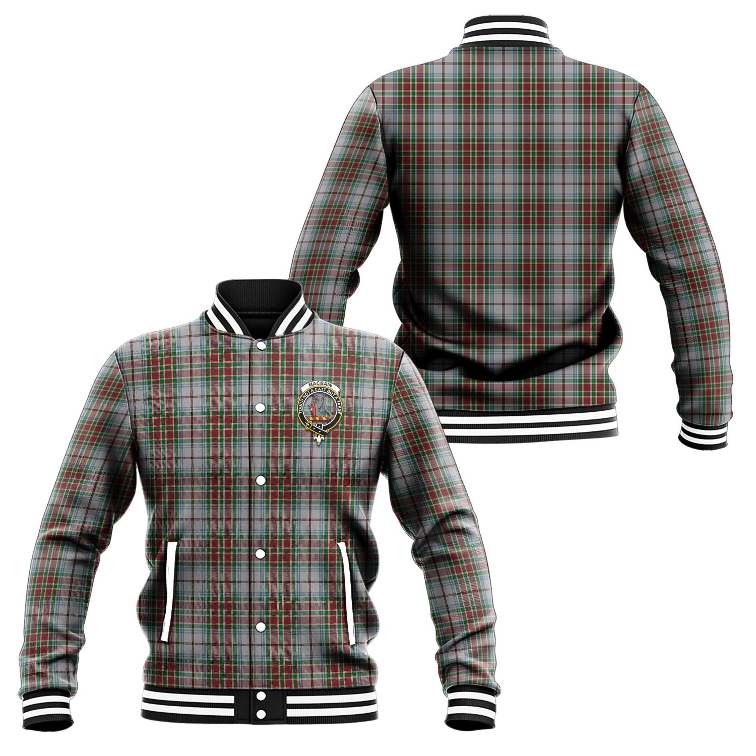 MacBain Dress Tartan Baseball Jacket with Family Crest Unisex - Tartan Vibes Clothing