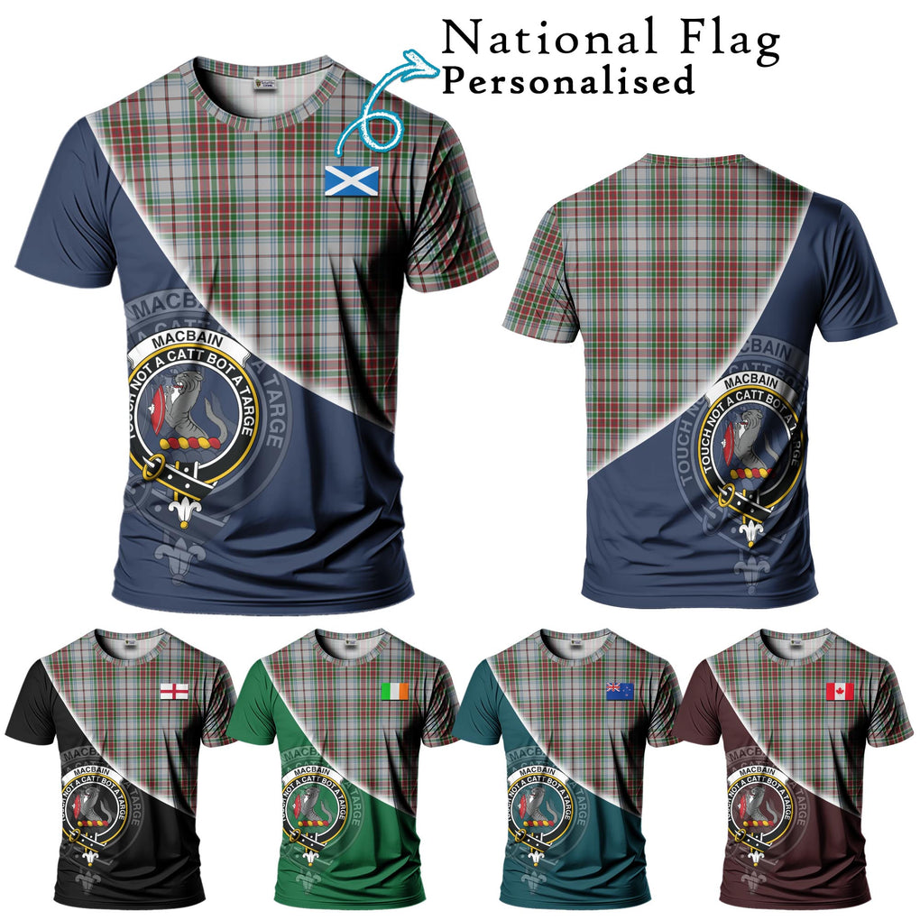 MacBain Dress Tartan T-Shirt with Personalised National Flag and Family Crest Half Style Kid's Shirt - Tartanvibesclothing Shop