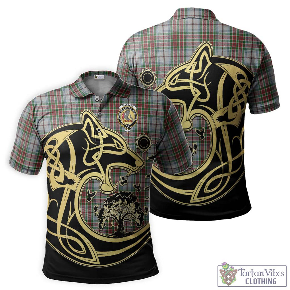 MacBain Dress Tartan Polo Shirt with Family Crest Celtic Wolf Style Kid - Tartanvibesclothing Shop