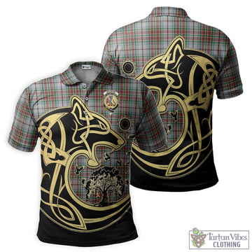 MacBain Dress Tartan Polo Shirt with Family Crest Celtic Wolf Style