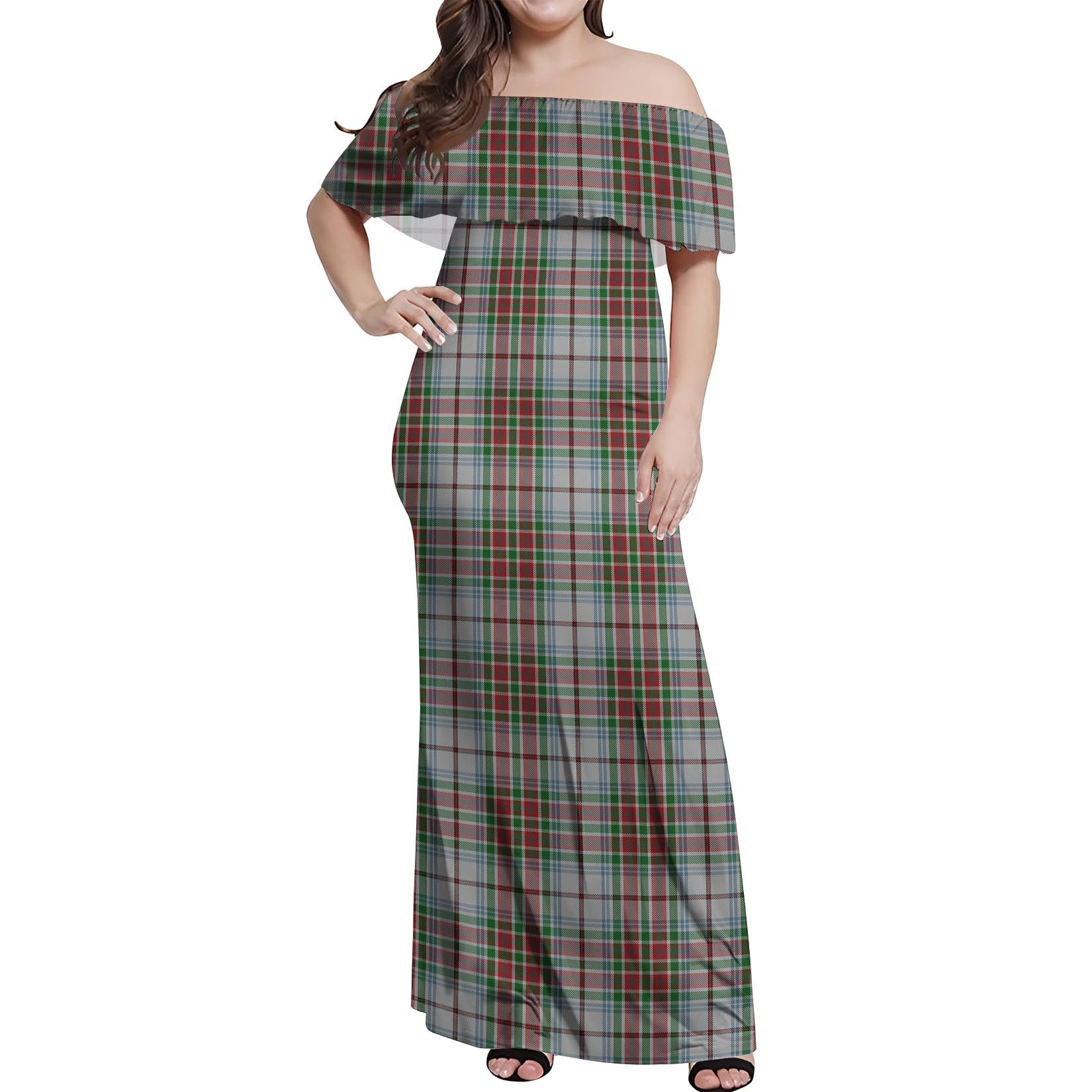 MacBain Dress Tartan Off Shoulder Long Dress Women's Dress - Tartanvibesclothing