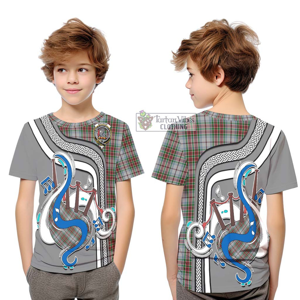 Tartan Vibes Clothing MacBain Dress Tartan Kid T-Shirt with Epic Bagpipe Style