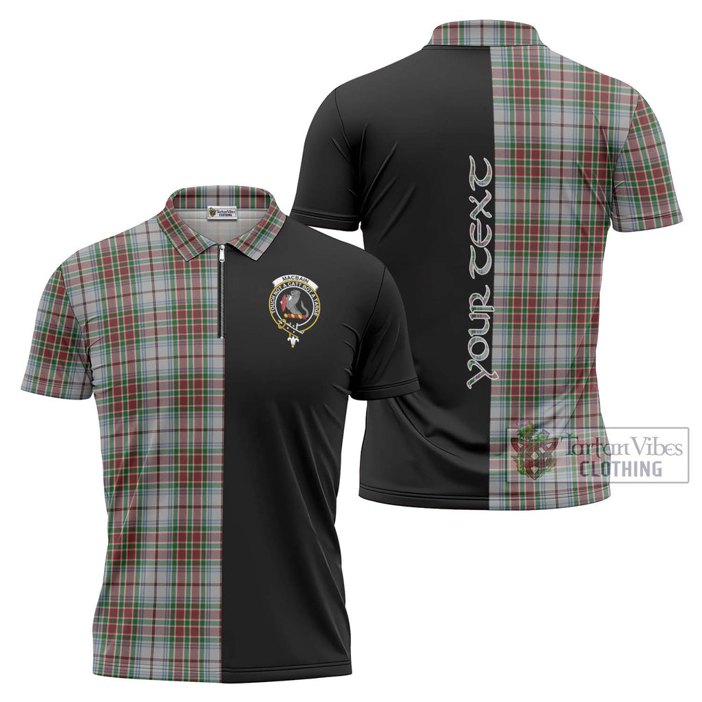 MacBain Dress Tartan Zipper Polo Shirt with Family Crest and Half Of Me Style Unisex - Tartanvibesclothing Shop