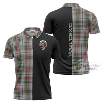 MacBain Dress Tartan Zipper Polo Shirt with Family Crest and Half Of Me Style