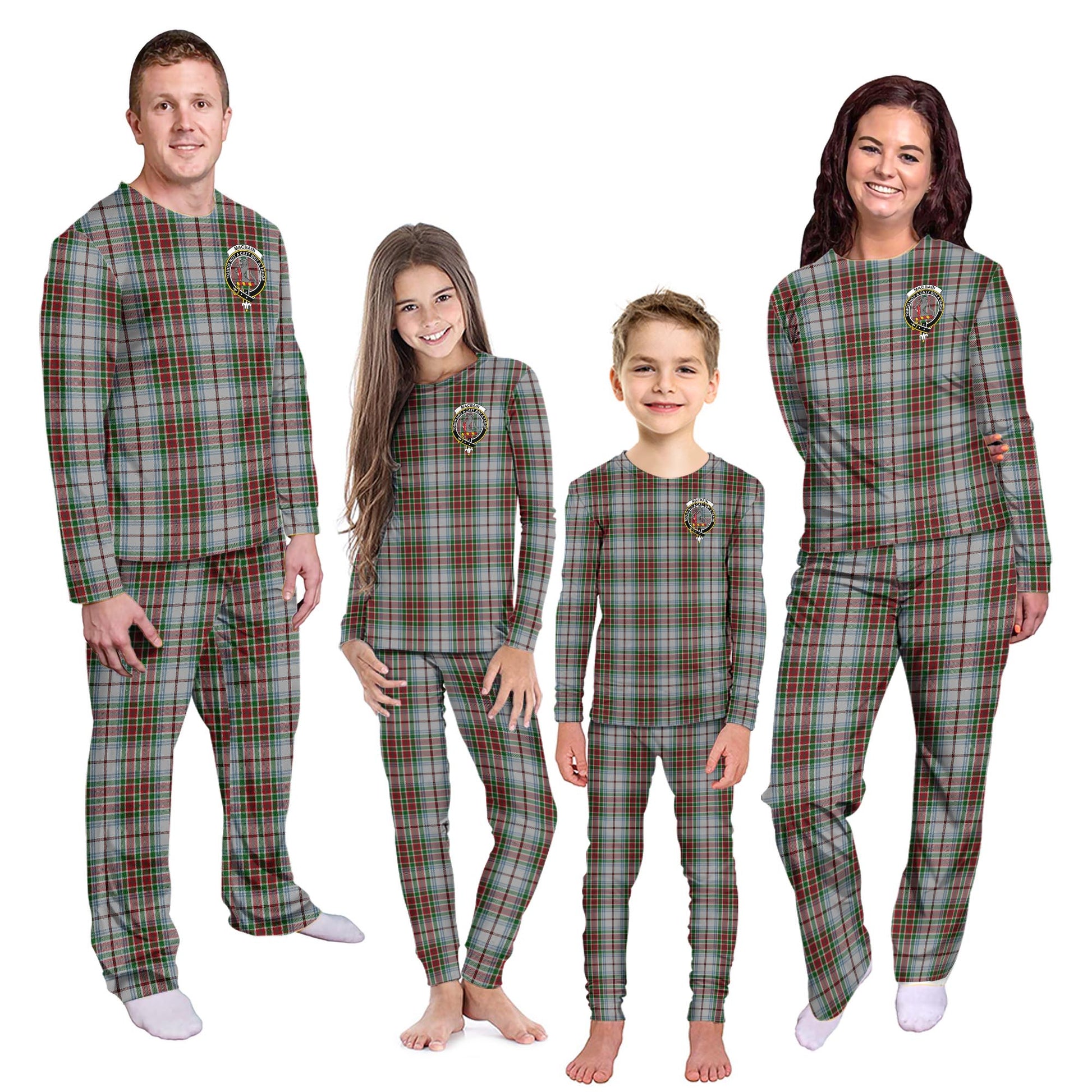 MacBain Dress Tartan Pajamas Family Set with Family Crest - Tartanvibesclothing