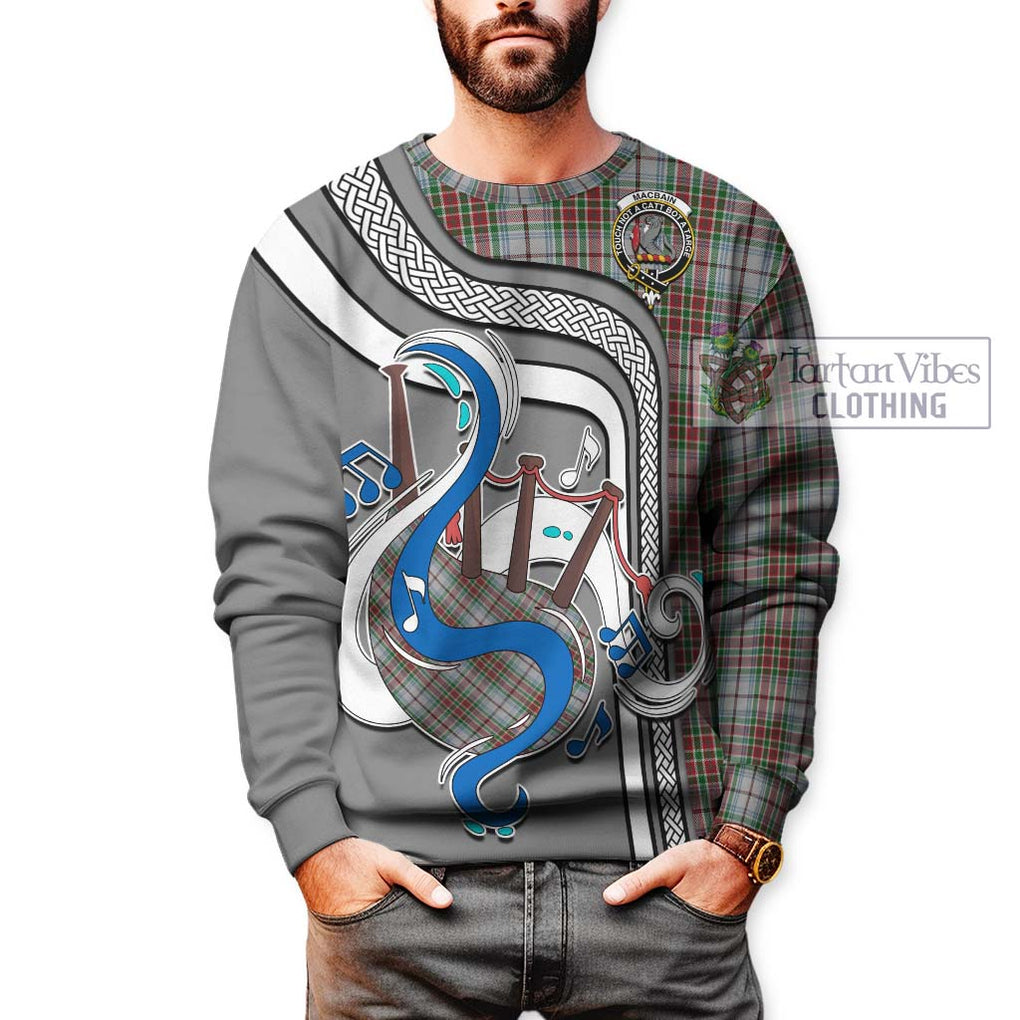 Tartan Vibes Clothing MacBain Dress Tartan Sweatshirt with Epic Bagpipe Style