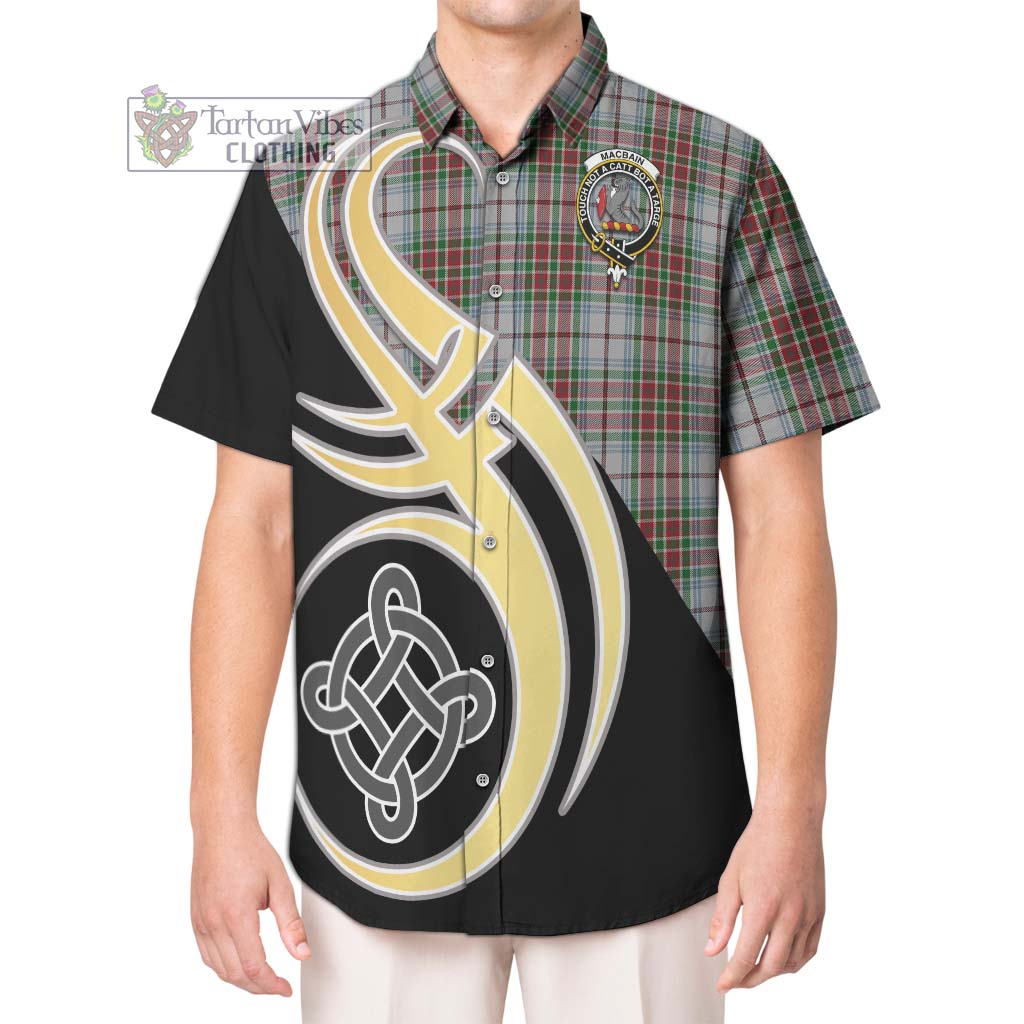 MacBain Dress Tartan Short Sleeve Button Shirt with Family Crest and Celtic Symbol Style Kid - Tartan Vibes Clothing